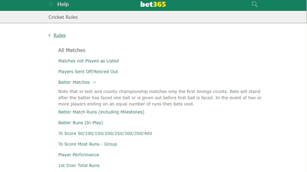 Bet365 cricket 