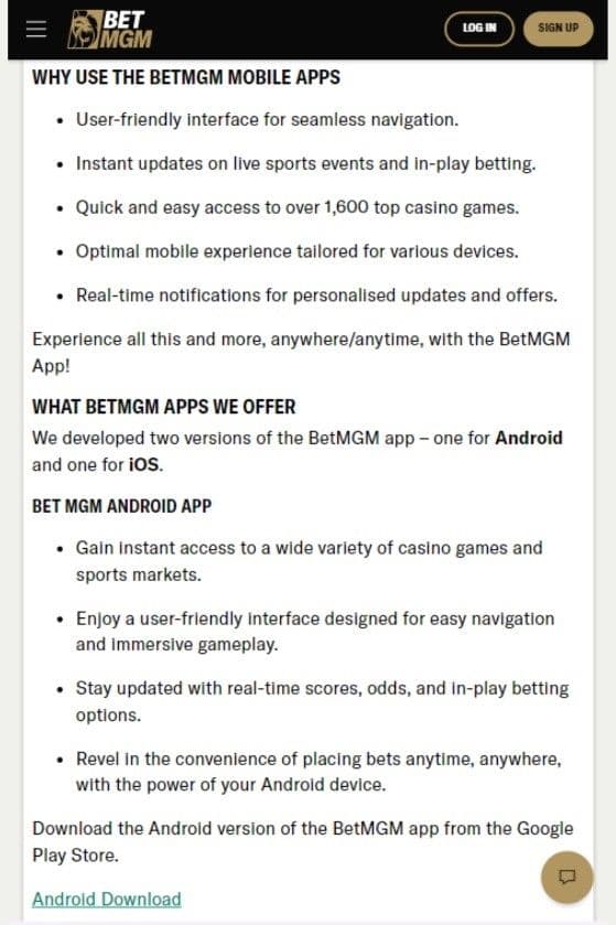 BetMGM App Download Guide for Android
