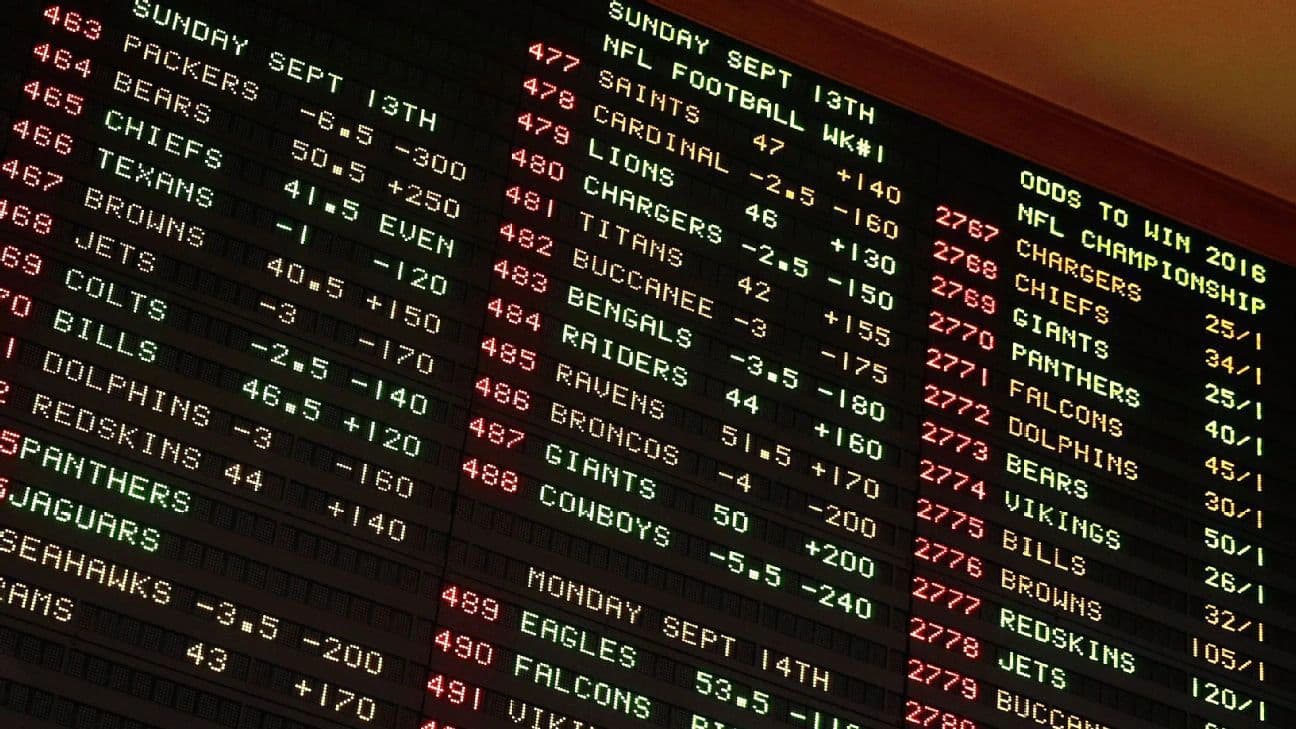 Moneyline NFL betting board