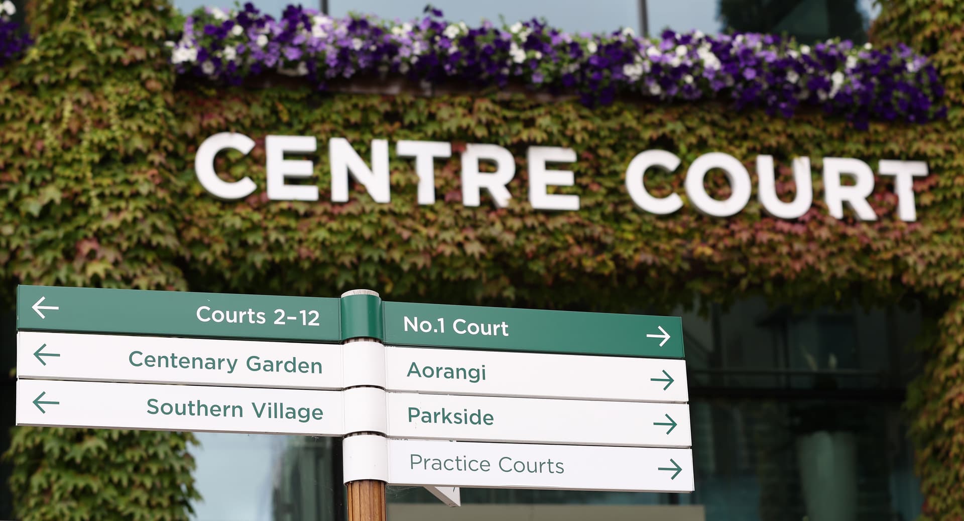 A view outside of Centre Court during day thirteen of The Championships Wimbledon 2024