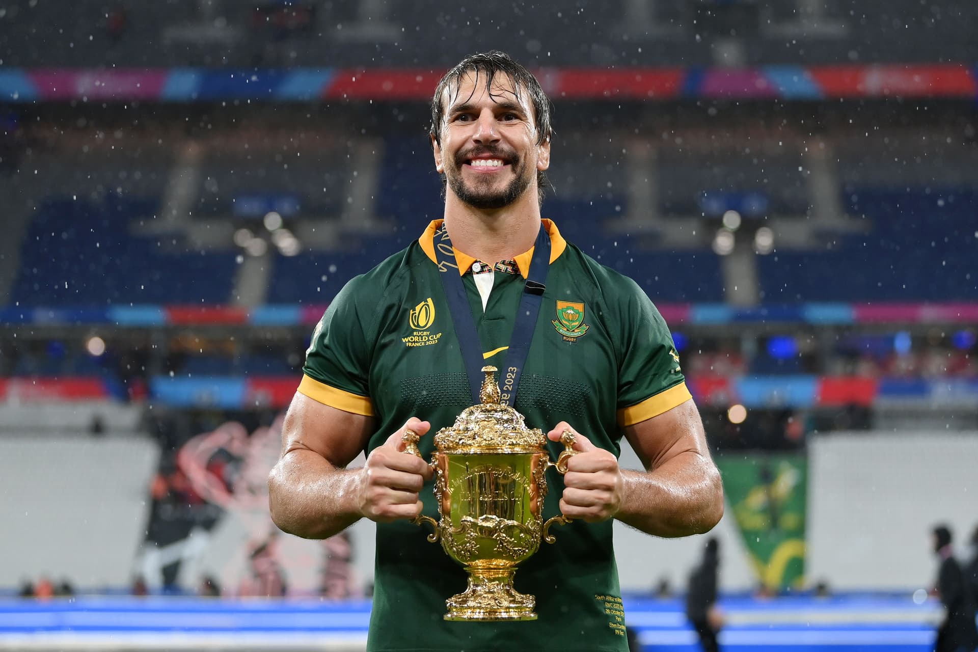 Eben Etzebeth with The Webb Ellis Cup