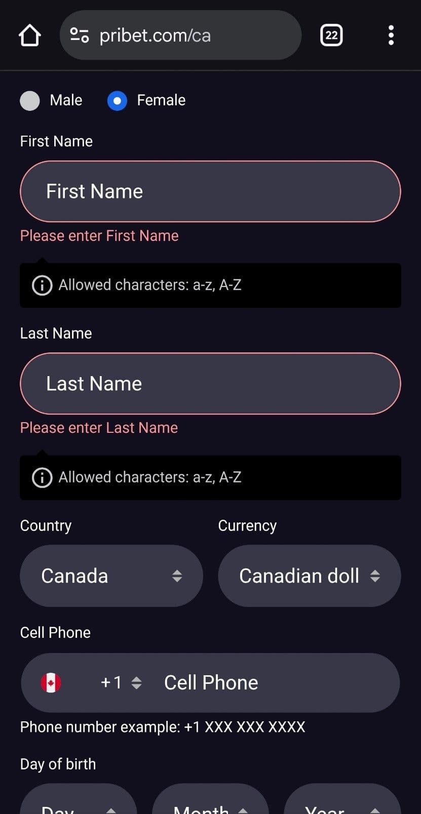 Enter your personal information