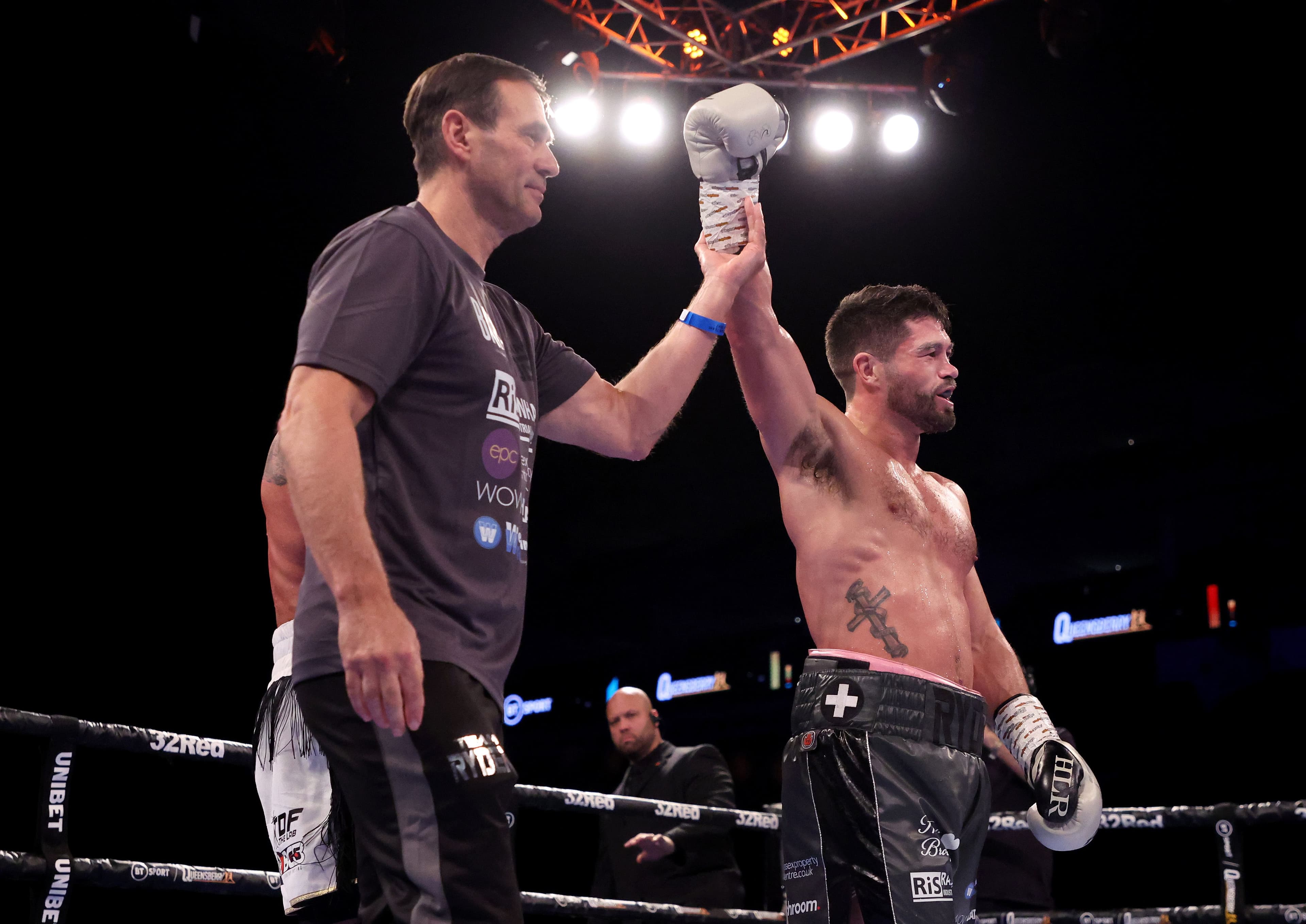 John Ryder of Great Britain celebrates victory