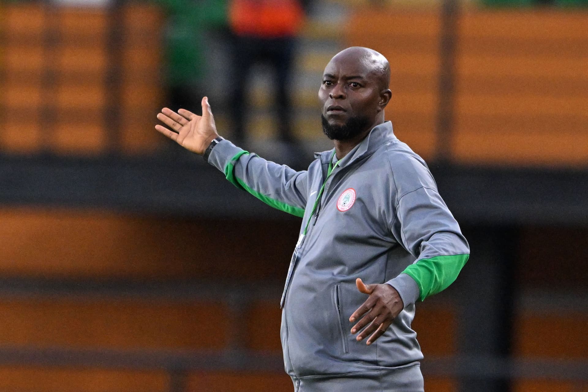 Nigeria's head coach Finidi George gestures on the touchline during the FIFA 2026 World Cup