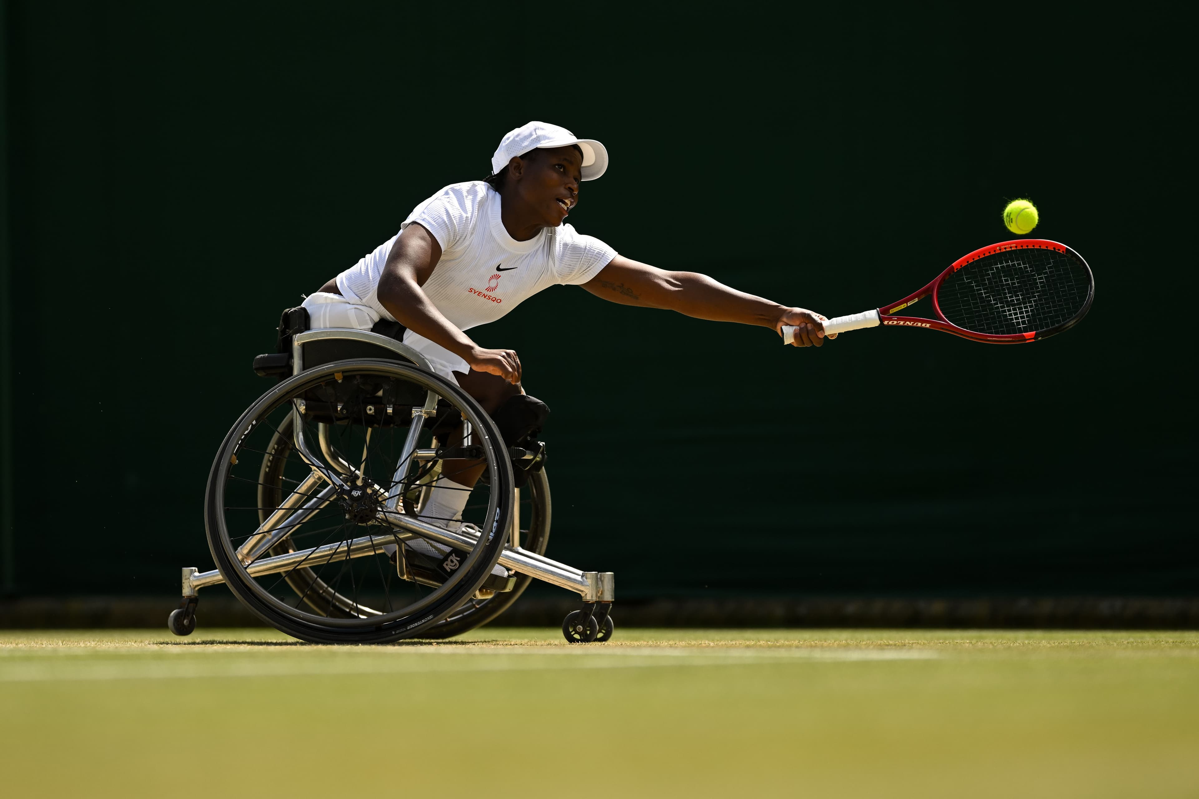 Kgothatso Montjane of South Africa in action against Yui Kamiji