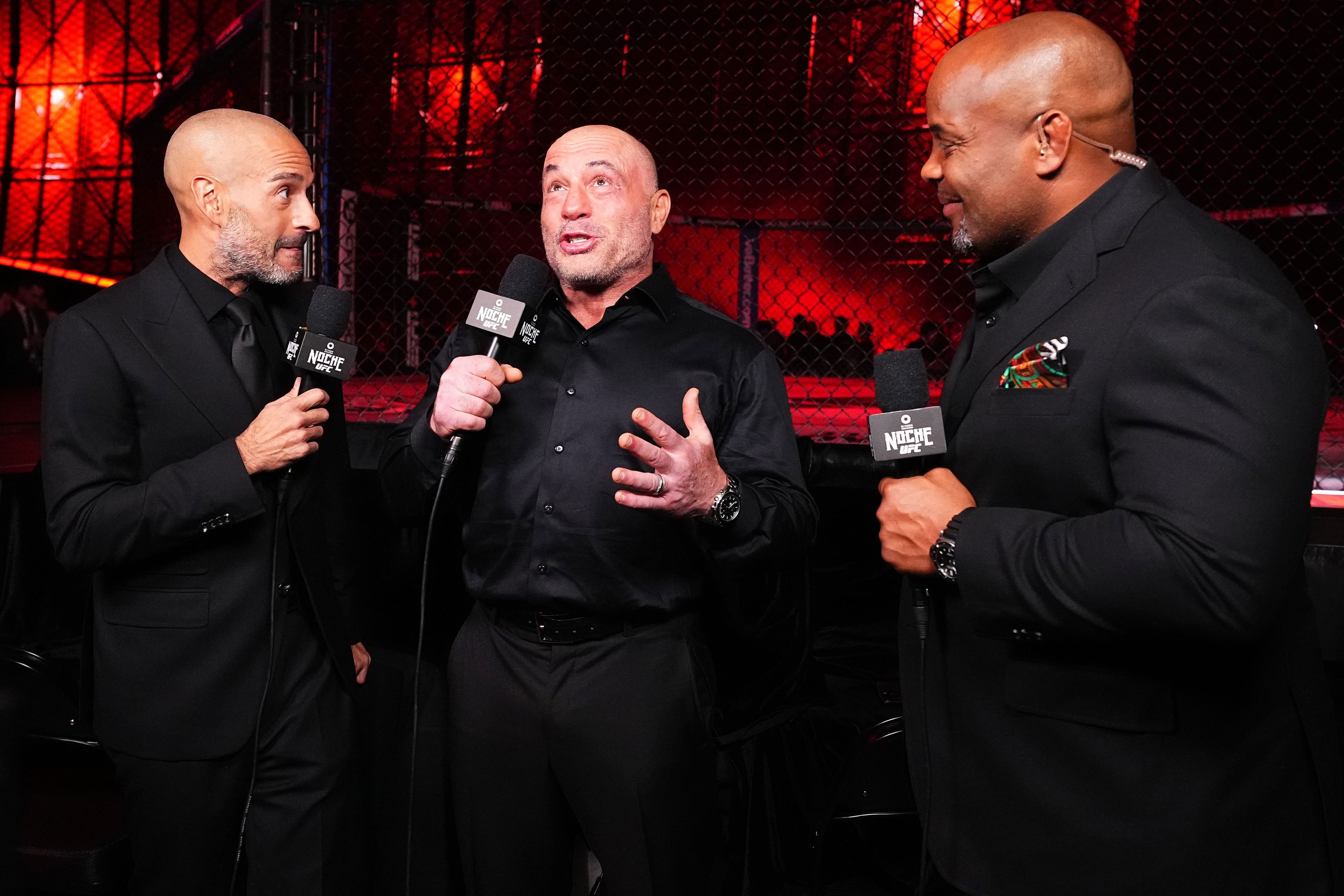 Jon Anik, Joe Rogan and Daniel Cormier announce the fights during the UFC 306