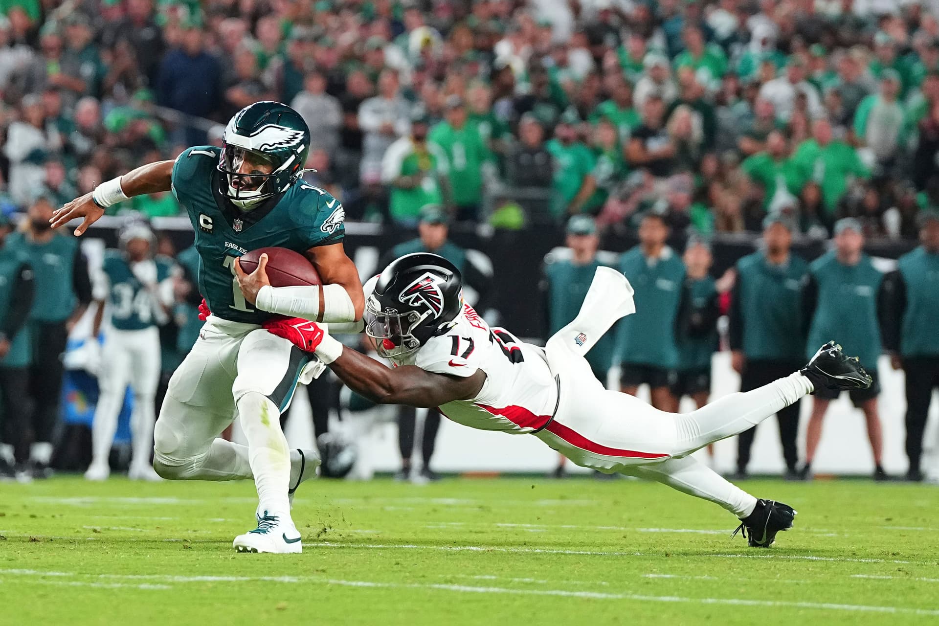 Jalen Hurts #1 of the Philadelphia Eagles