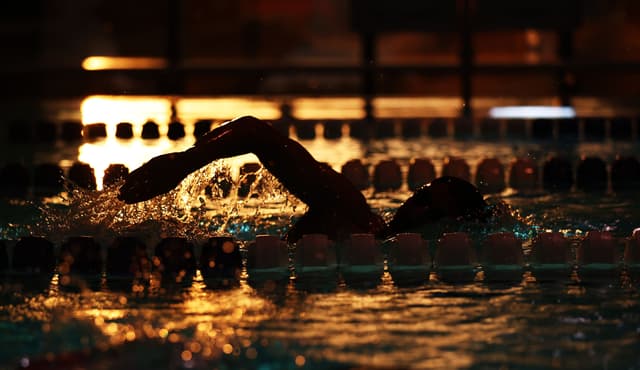 Athletes warm-up in the pool