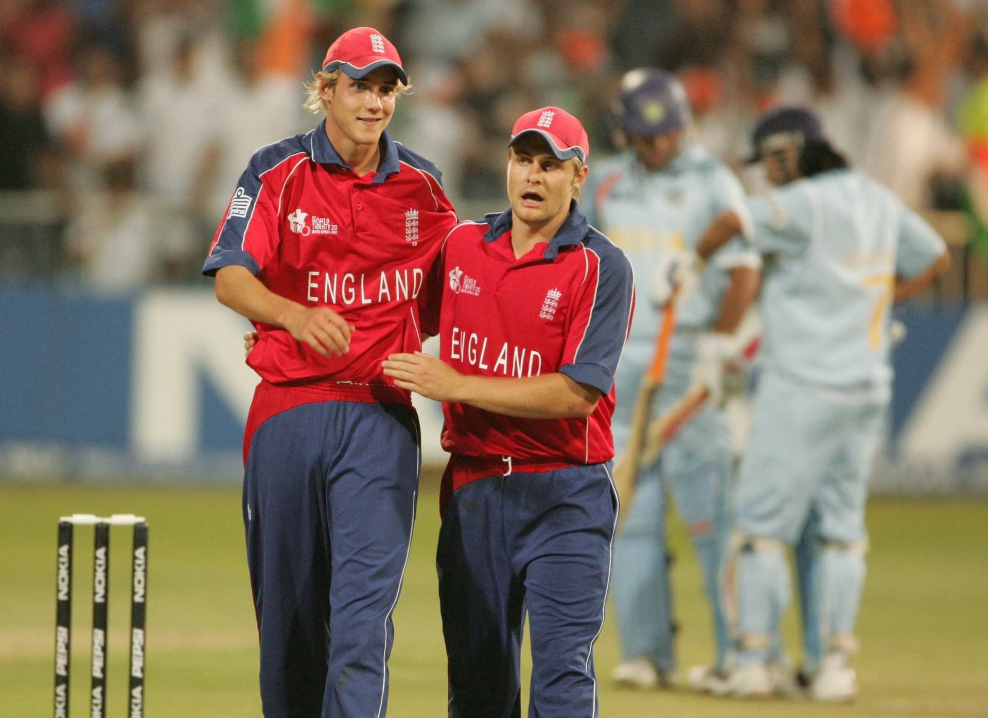 Yuvraj Singh of India hits six sixes off Stuart Broad of England