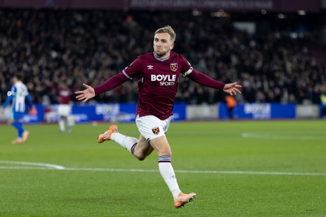 Jarrod Bowen of West Ham Untied celebrates after scoring his sides first goal