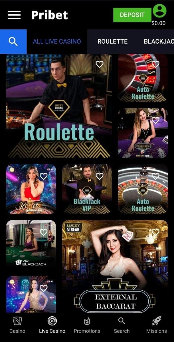 Live Dealer Games Pribet