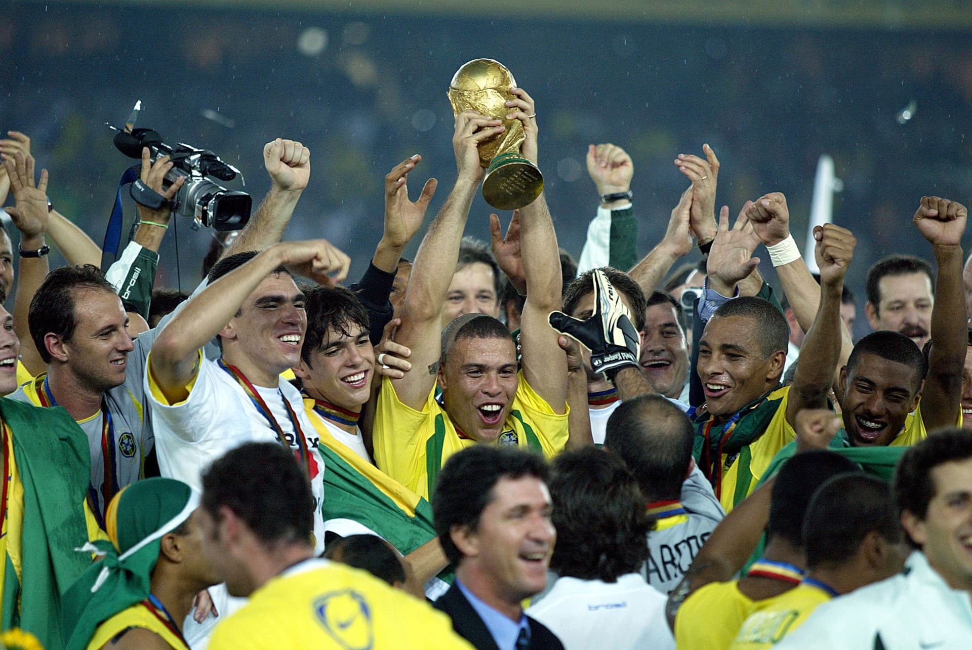Ronaldo of Brazil with World Cup trophy