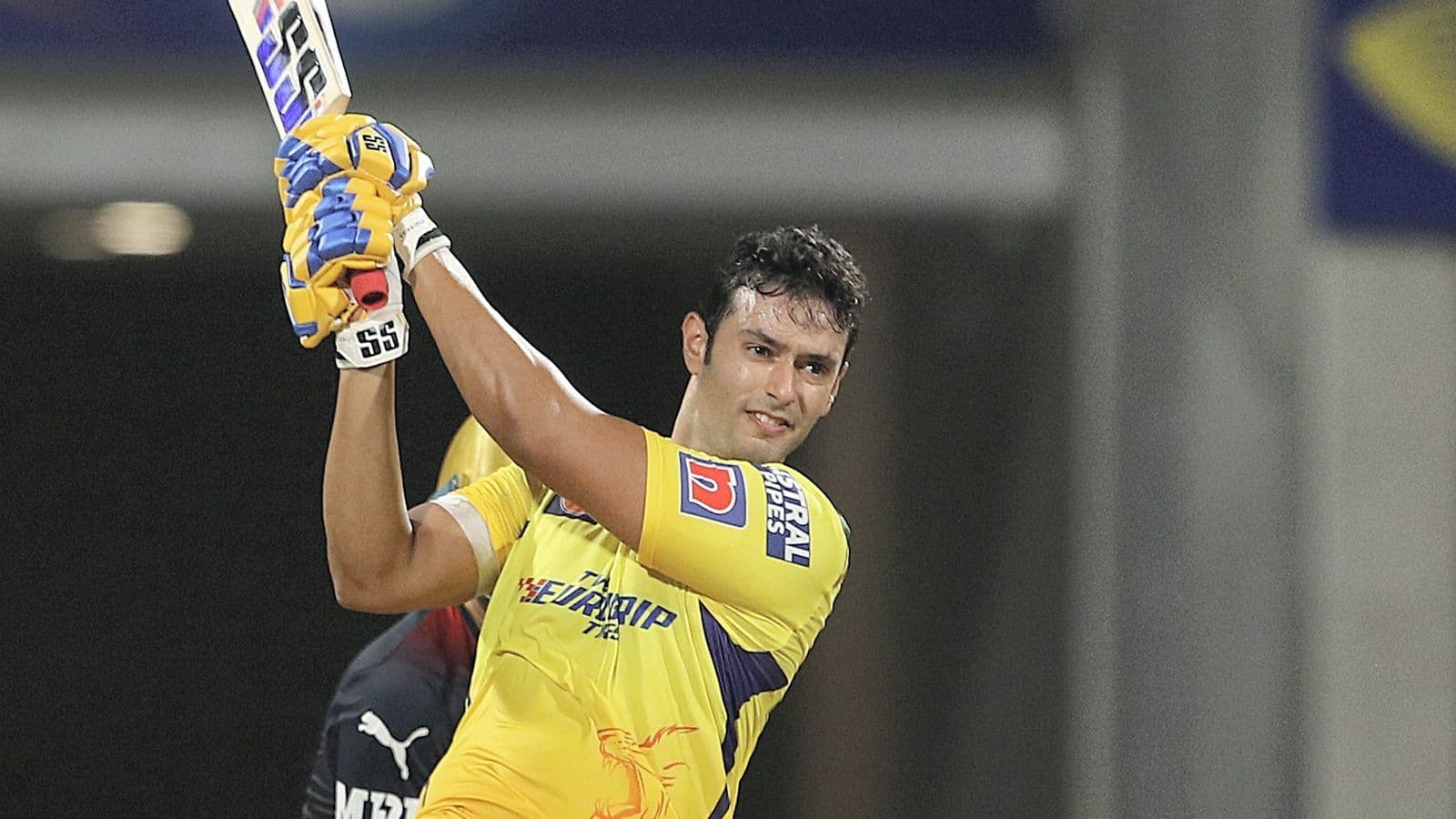 Cricketer Shivam Dube as a batter during a cricket match