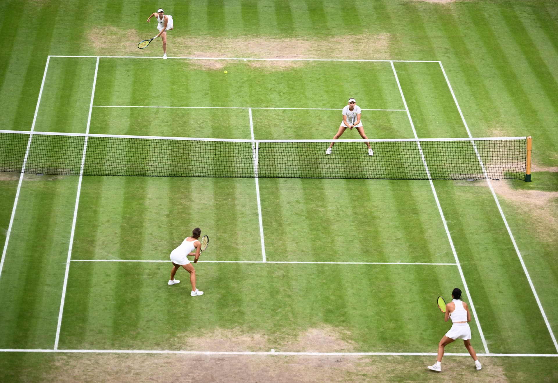 Storm Hunter and Elise Mertens playing against Hsieh Su-wei and Barbora Strycova