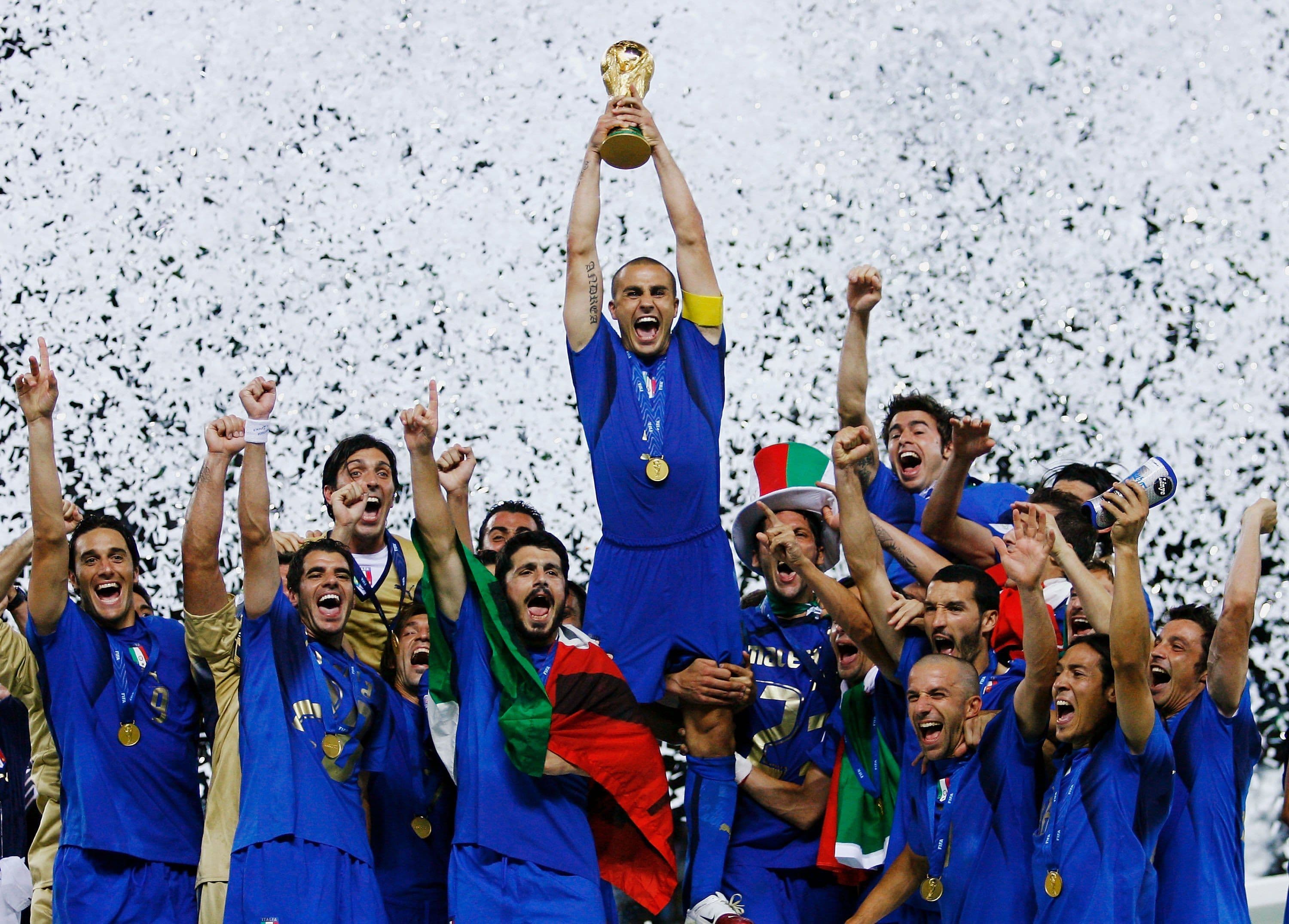 Fabio Cannavaro of Italy lifts the World Cup trophy//Getty Images